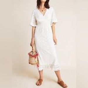Anthropologie Farm Rio Devore Midi Dress White